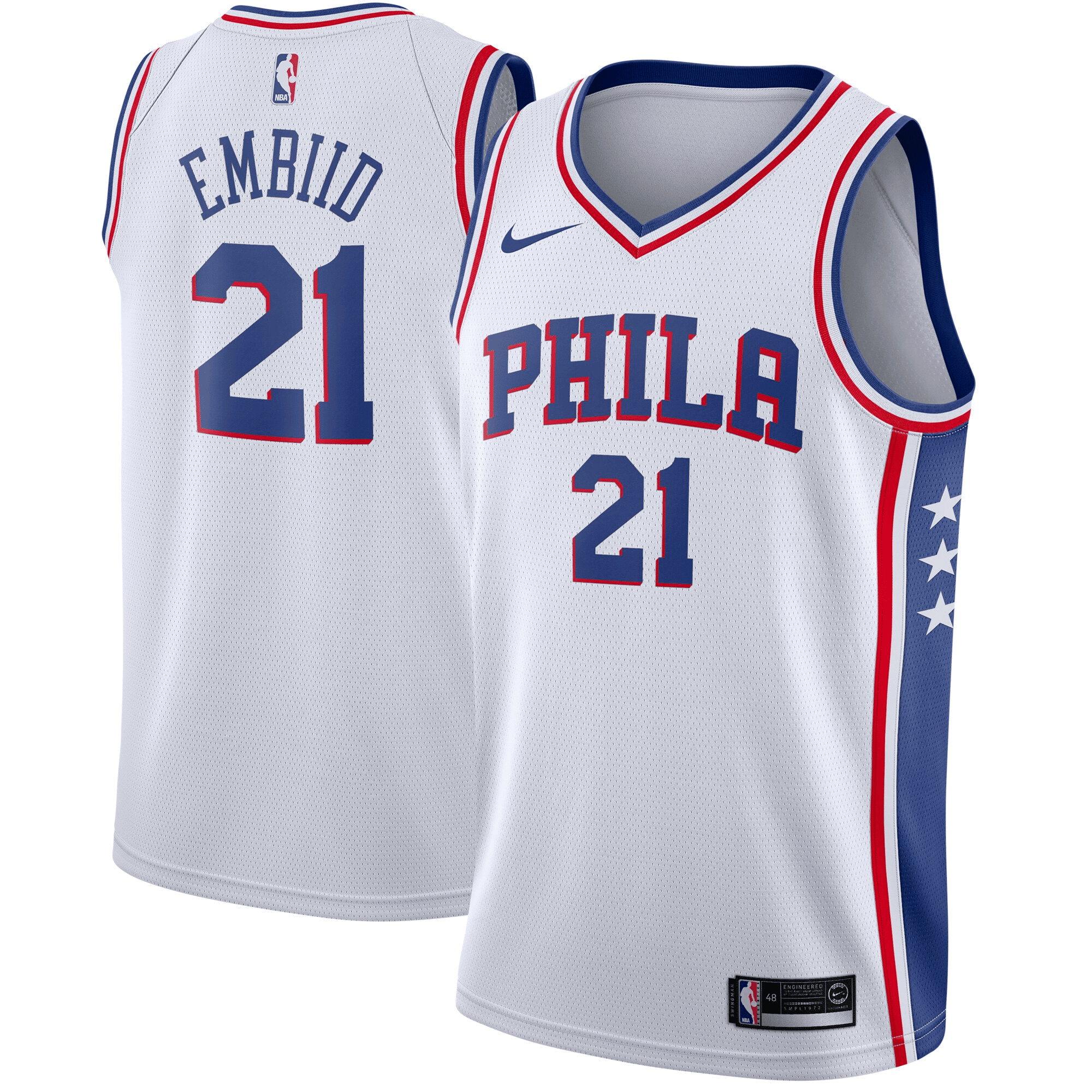 Joel Embiid Philadelphia 76ers Swingman Jersey White - Association Edition Jersey - JS987 
