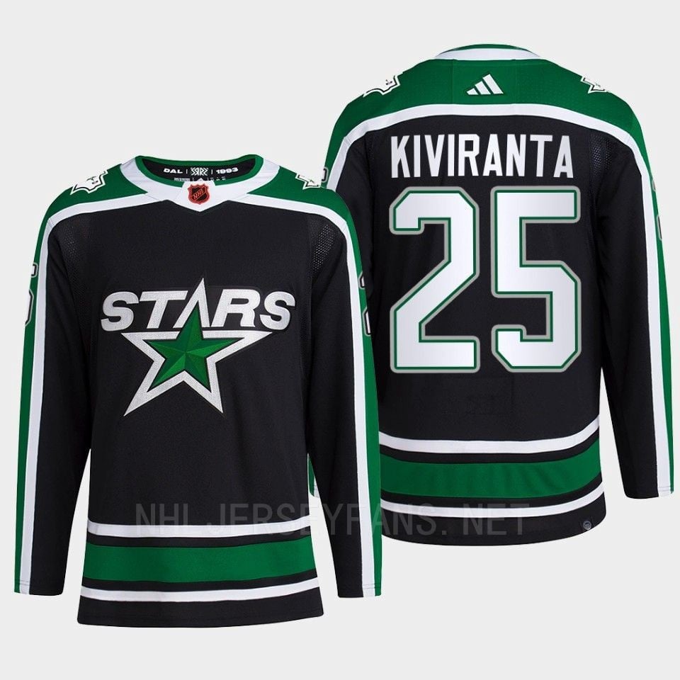 Joel Kiviranta 25 Reverse Retro 2.0 2022 Dallas Stars Black Jersey Pro Primegreen - JS842 