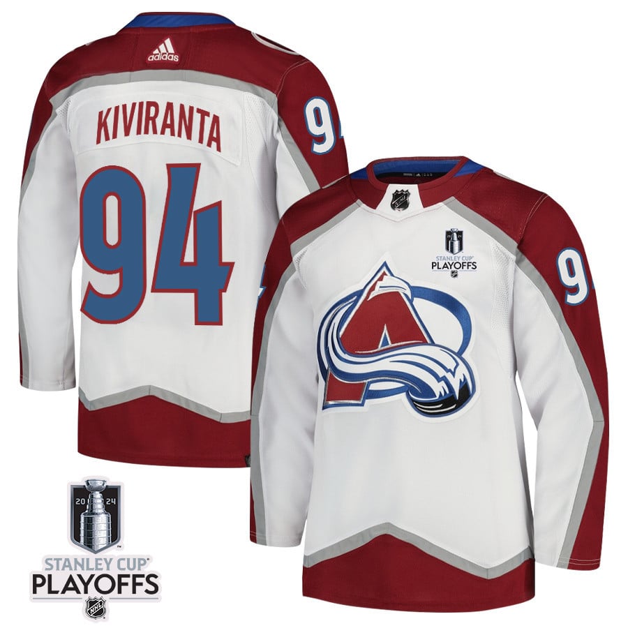 Joel Kiviranta 94 Colorado Avalanche 2024 NHL Playoffs Patch Away Jersey - Men, White - JS759 