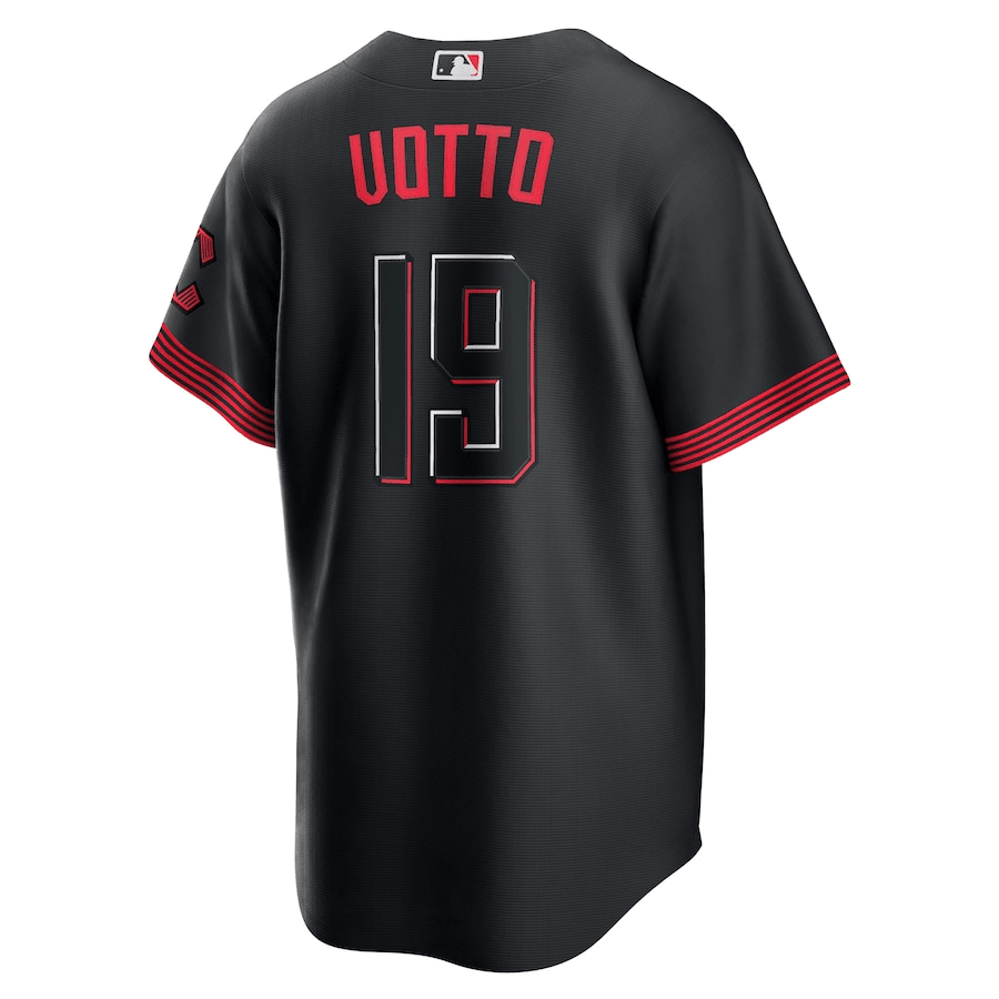 Alternative view of Joey Votto 19 Cincinnati Reds 2023 City Connect Men Jersey - Black