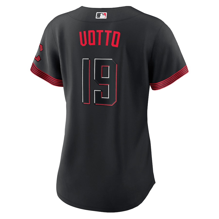 Alternative view of Joey Votto 19 Cincinnati Reds Women 2023 City Connect Jersey - Black