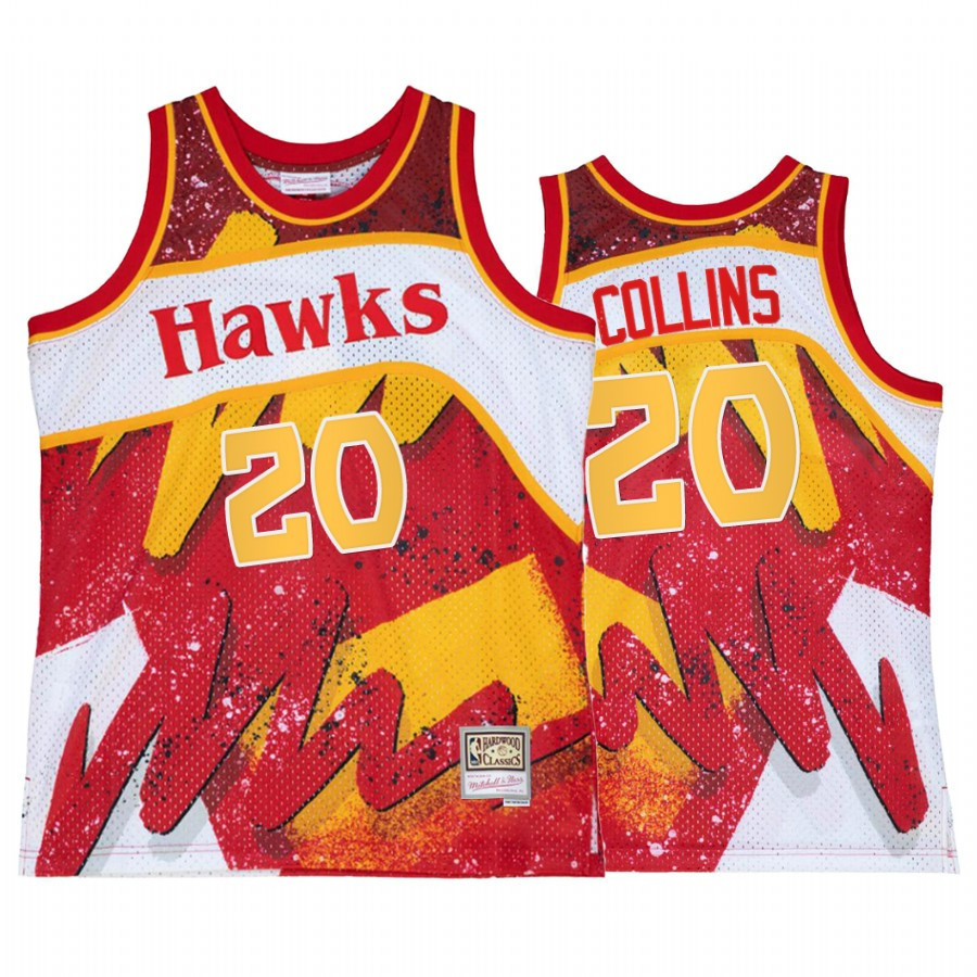 John Collins 20 Atlanta Hawks Hyper Hoop Red Jersey Throwback 80s - JS568 
