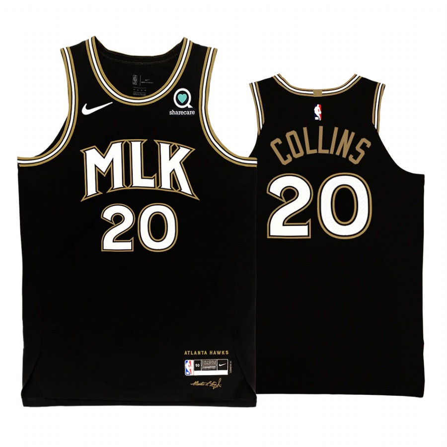 John Collins 20 Atlanta Hawks MLK City Edition Black Jersey - JS230 