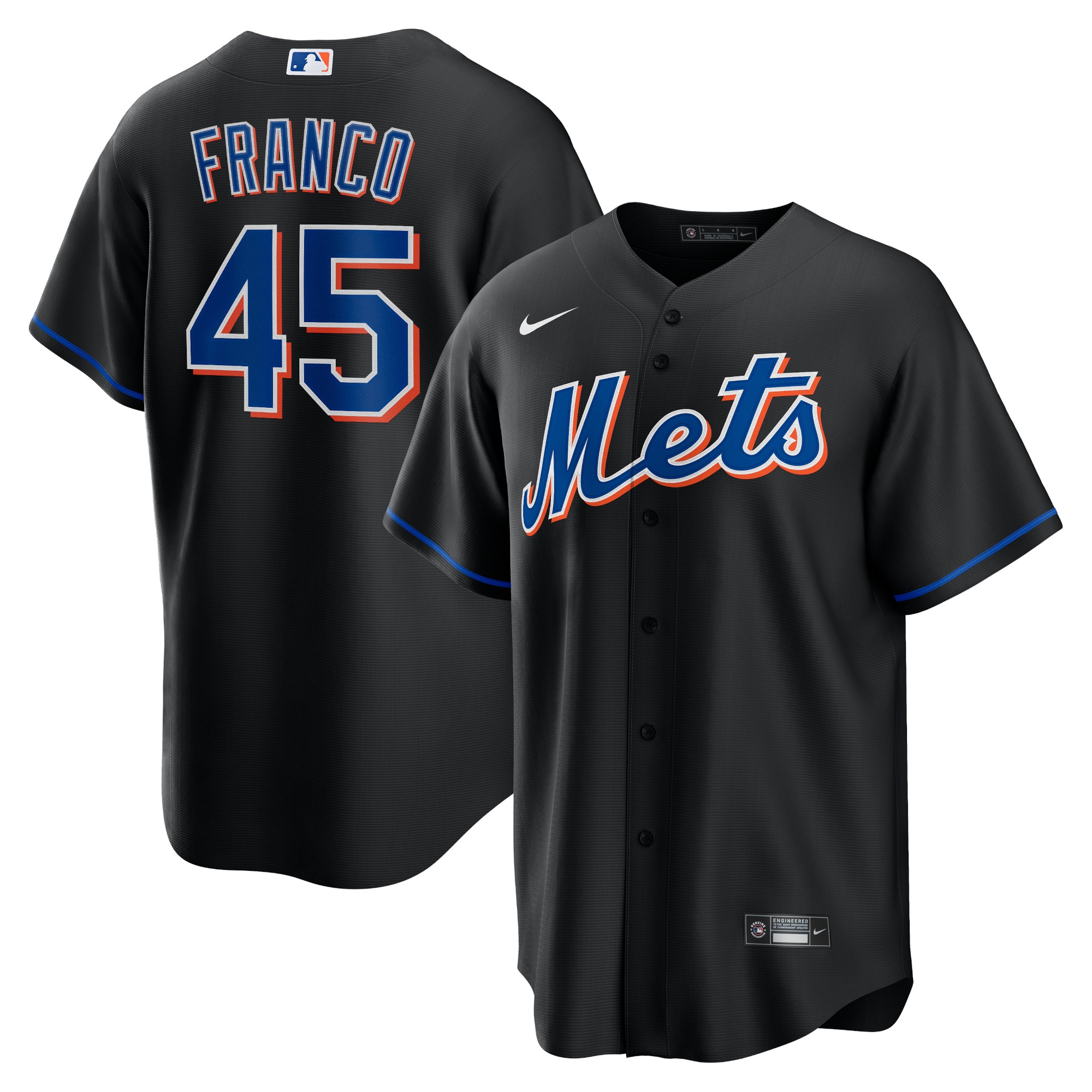 John Franco New York Mets 2022 Alternate Replica Player Jersey - Black