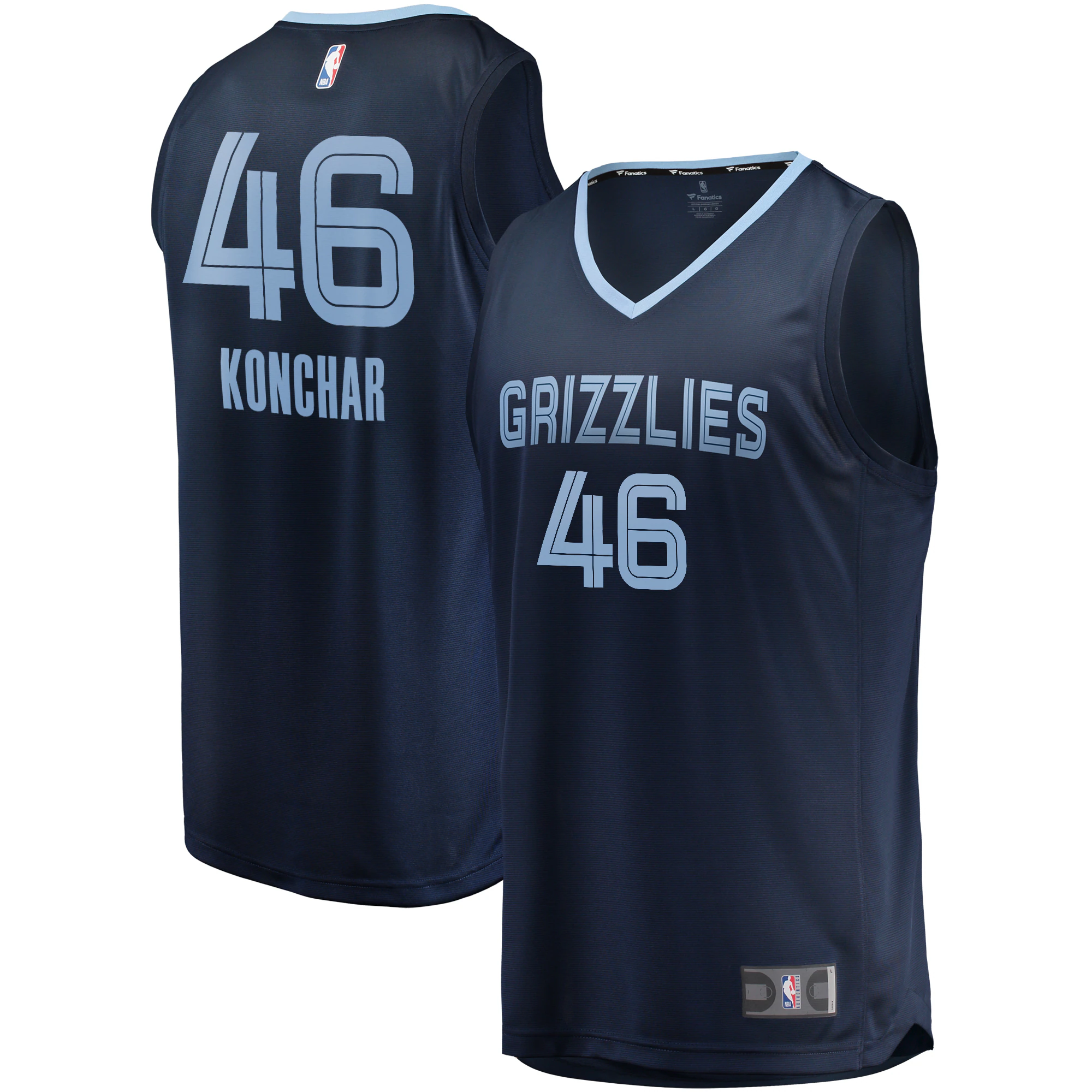 Alternative view of John Konchar Memphis Grizzlies Fanatics Branded Fast Break Replica Jersey Navy - Icon Edition