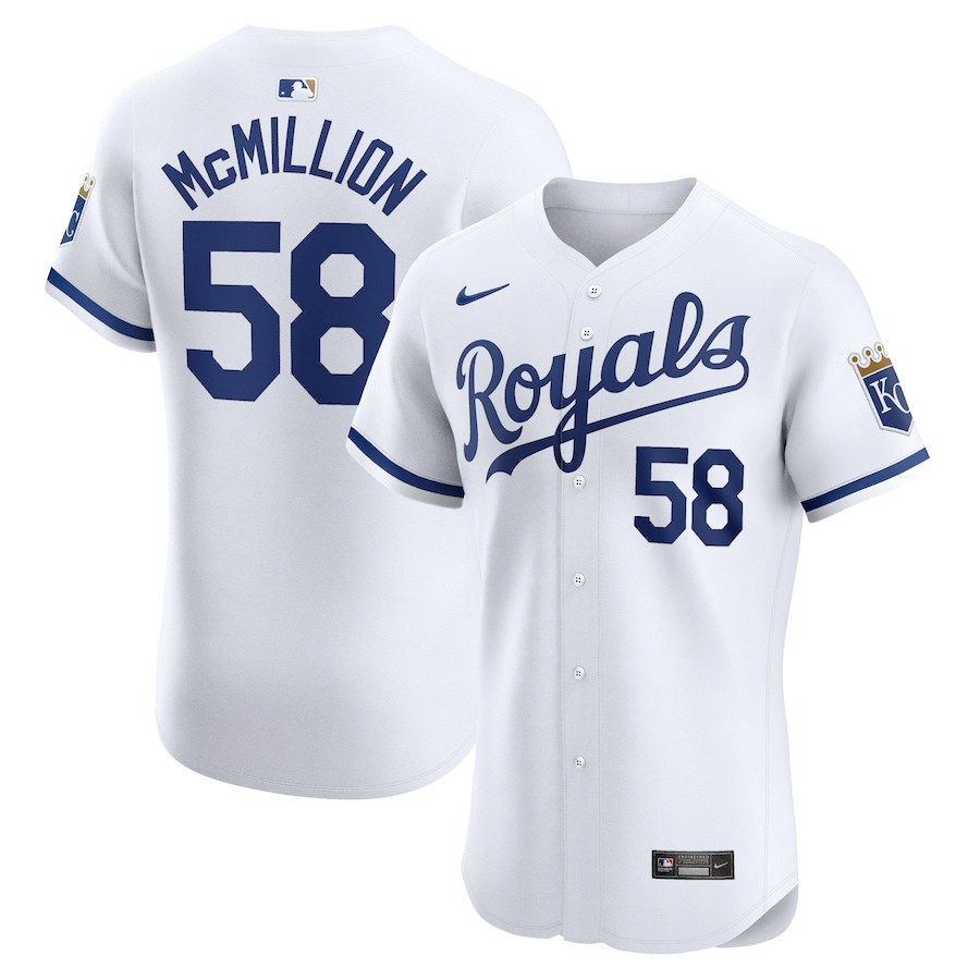 John McMillon 58 Kansas City Royals Home Elite Player Men Jersey - White 
