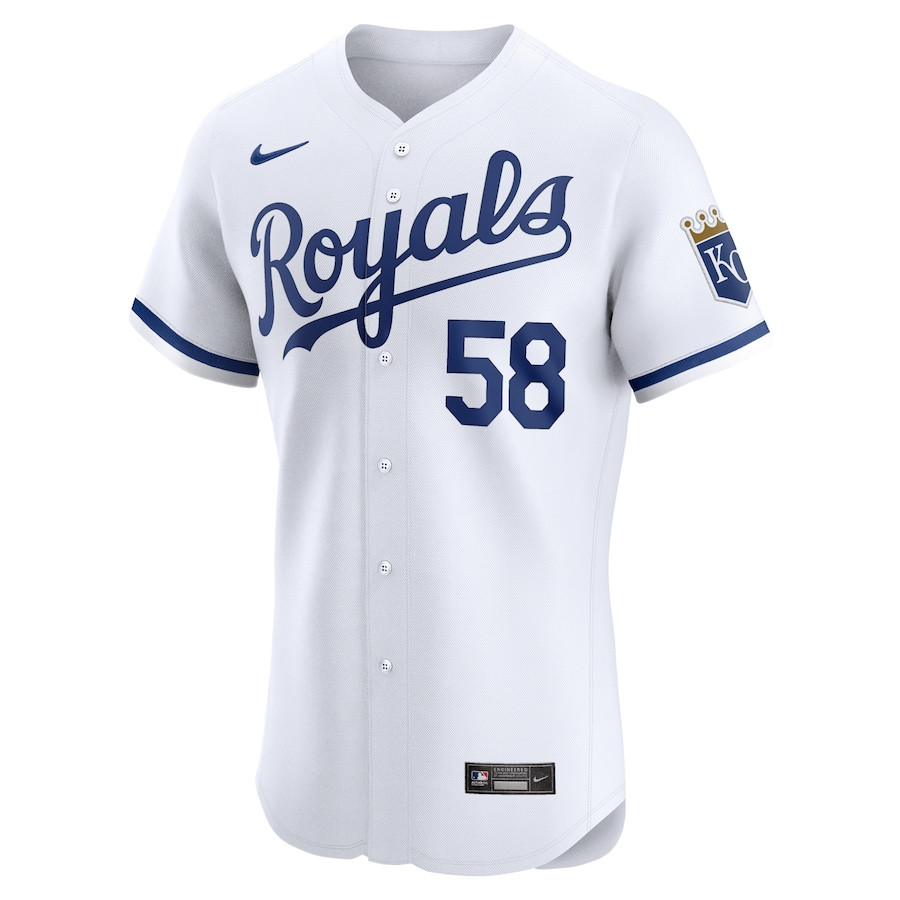 Alternative view of John McMillon 58 Kansas City Royals Home Elite Player Men Jersey - White 