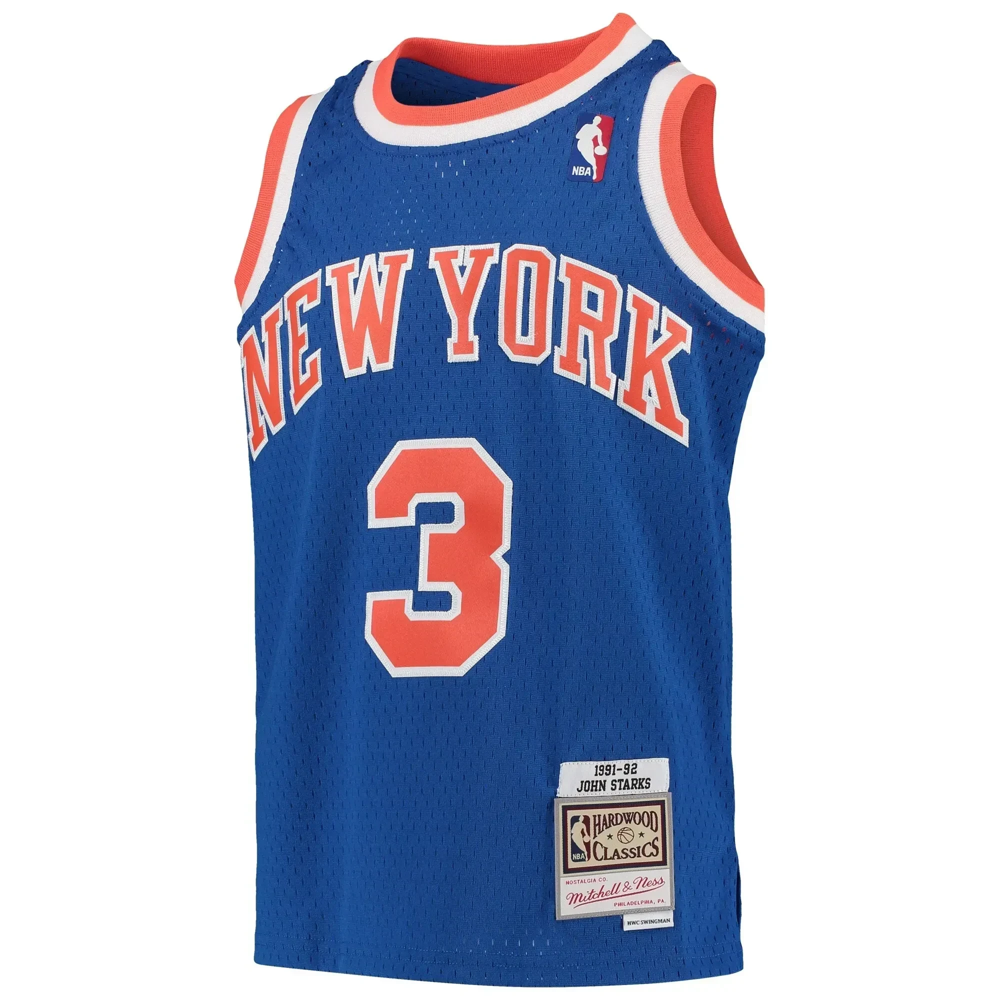 Alternative view of John Starks New York Knicks Mitchell & Ness Youth 1991-92 Hardwood Classics Swingman Throwback Jersey - Royal - JS901 