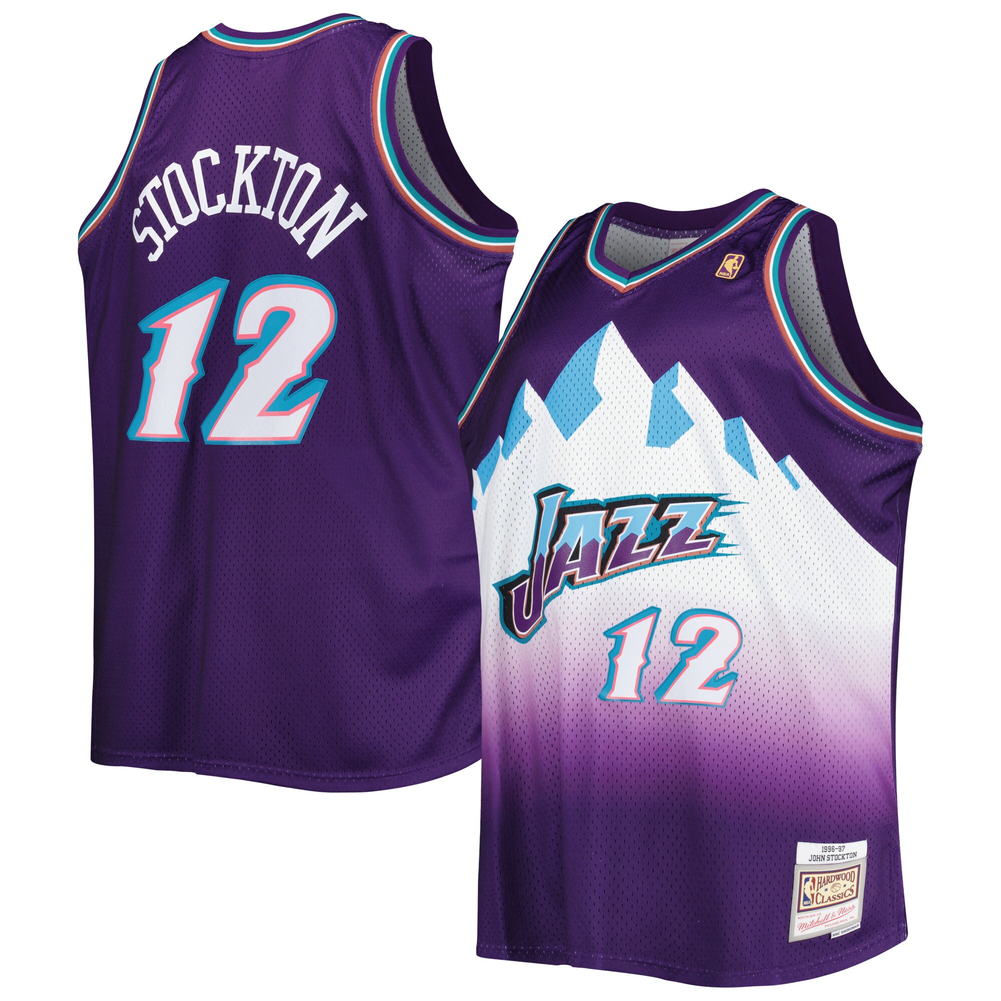 Alternative view of John Stockton Utah Jazz Mitchell & Ness Big & Tall Hardwood Classics 1996/97 Swingman Jersey - Purple