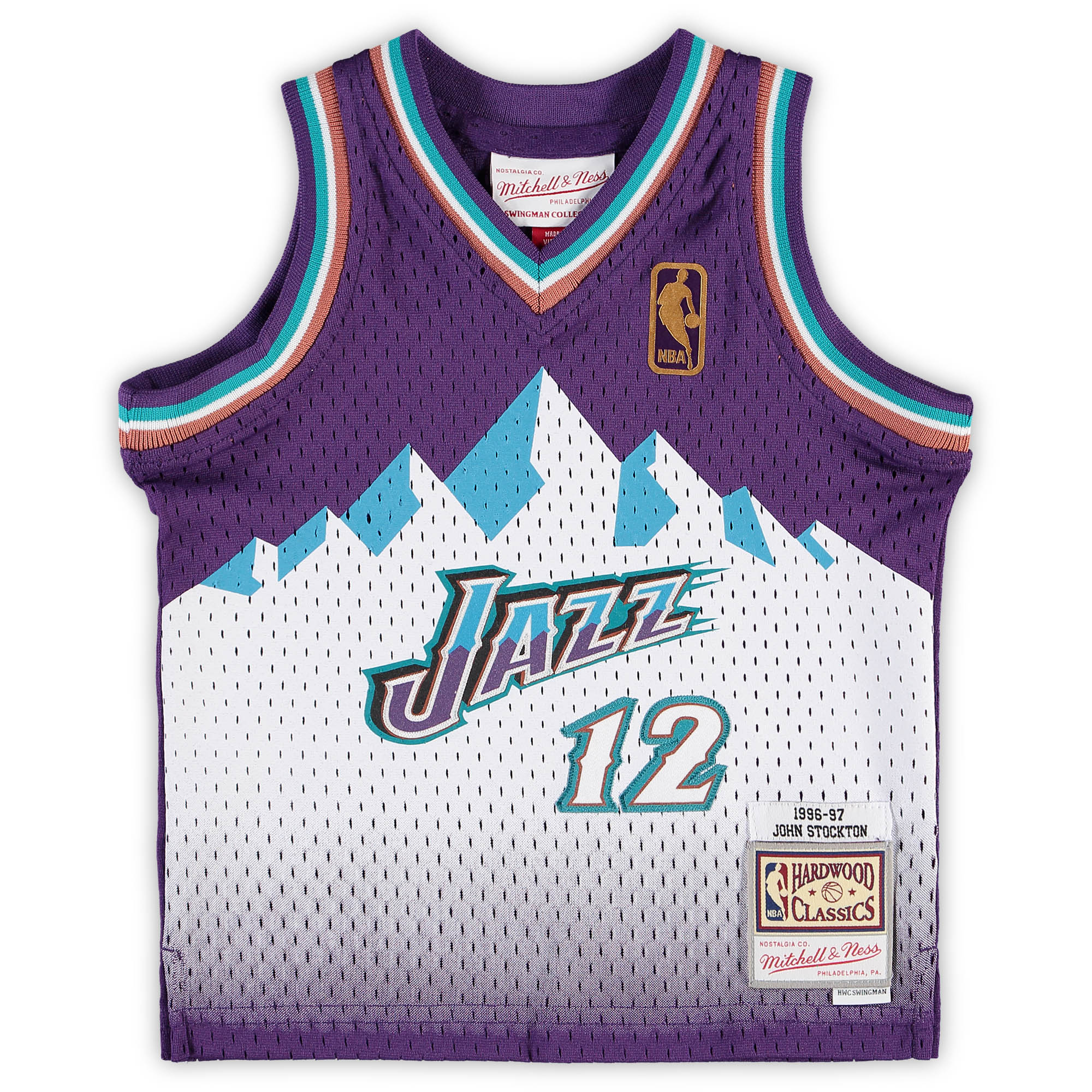 Alternative view of John Stockton Utah Jazz Mitchell & Ness Infant 1996/97 Hardwood Classics Retired Player Jersey - Purple
