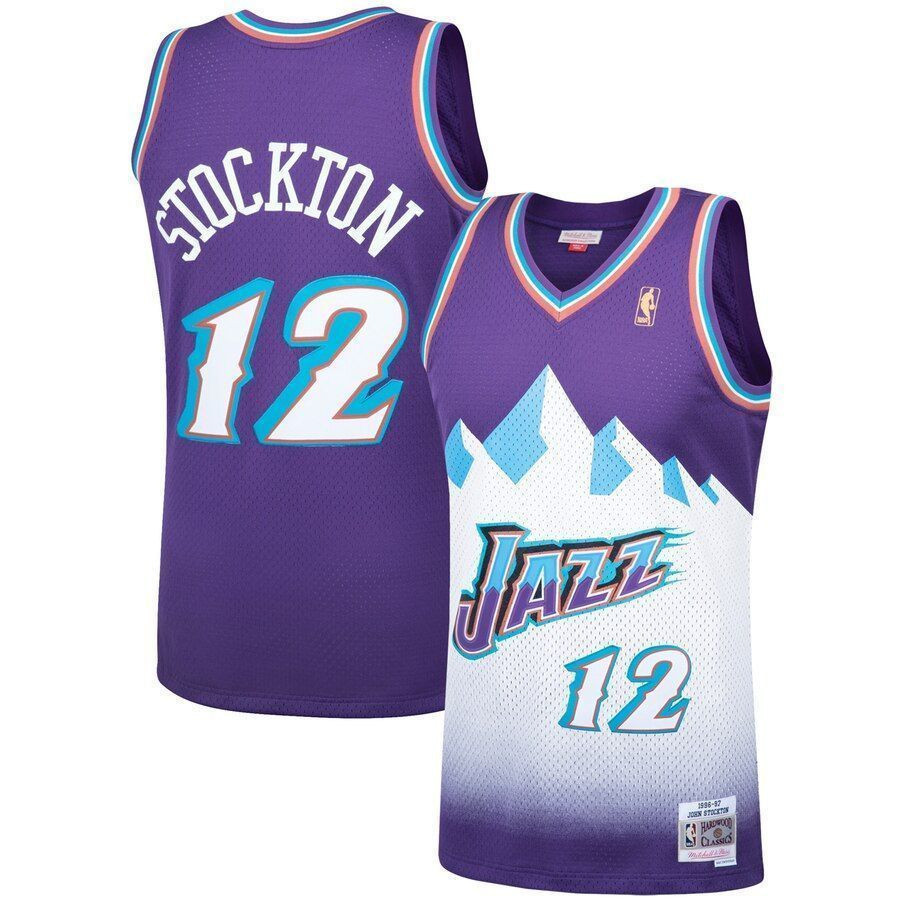 John Stockton Utah Jazz Mitchell & Ness 1996-97 Hardwood Classics Swingman Player Jersey - Purple - JS896 