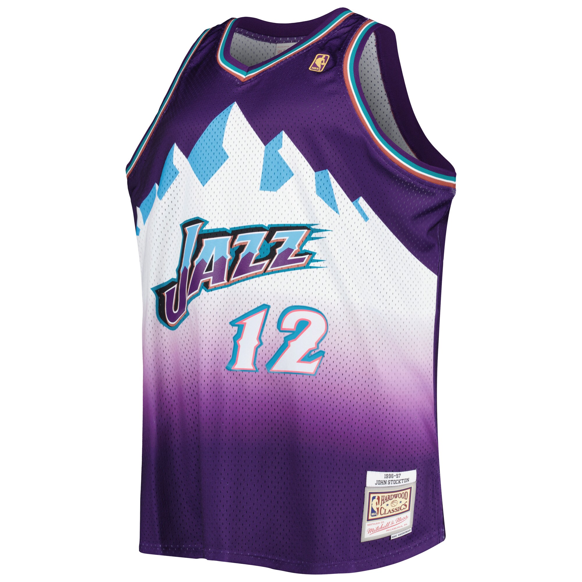 Alternative view of John Stockton Utah Jazz Mitchell & Ness Big & Tall Hardwood Classics 1996/97 Swingman Jersey - Purple