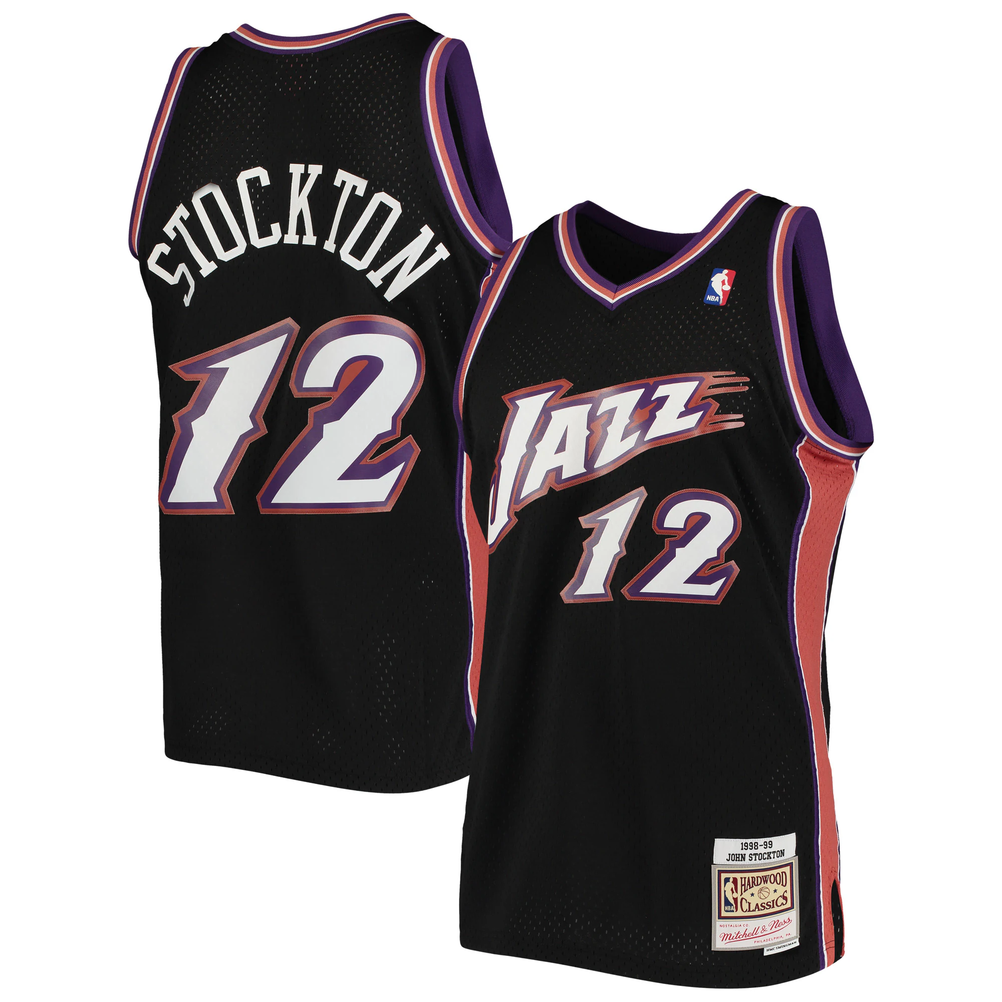 John Stockton Utah Jazz Mitchell & Ness Hardwood Classics 1996/97 Swingman Jersey - Black