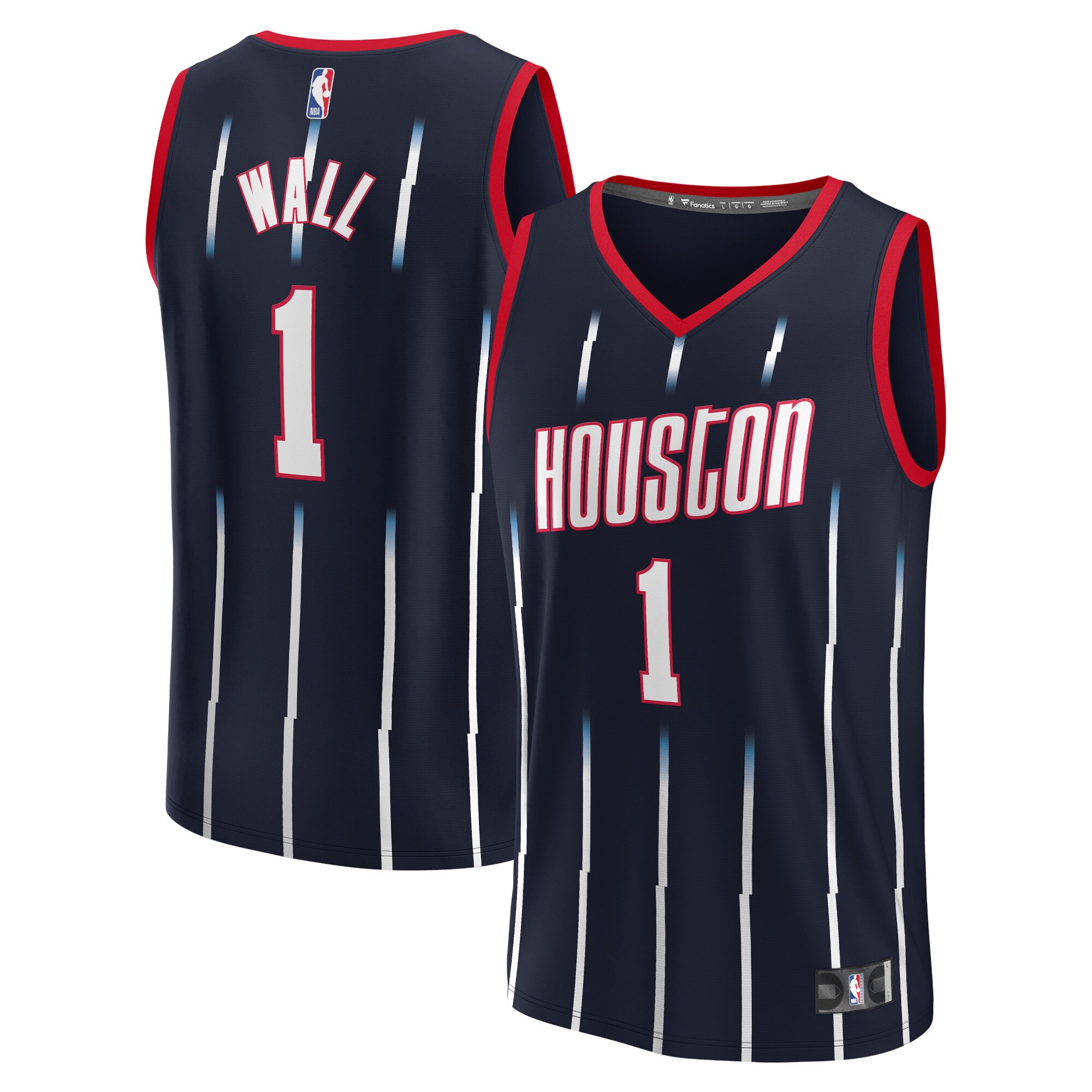 Alternative view of John Wall Houston Rockets Fanatics Branded 2021/22 Fast Break Replica Jersey - City Edition - Navy