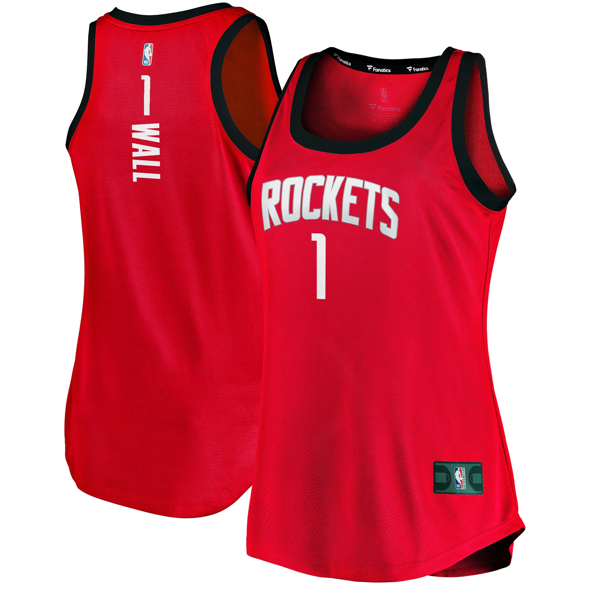 Alternative view of John Wall Houston Rockets Fanatics Branded Women's 2020/21 Fast Break Tank Jersey - Icon Edition - Red