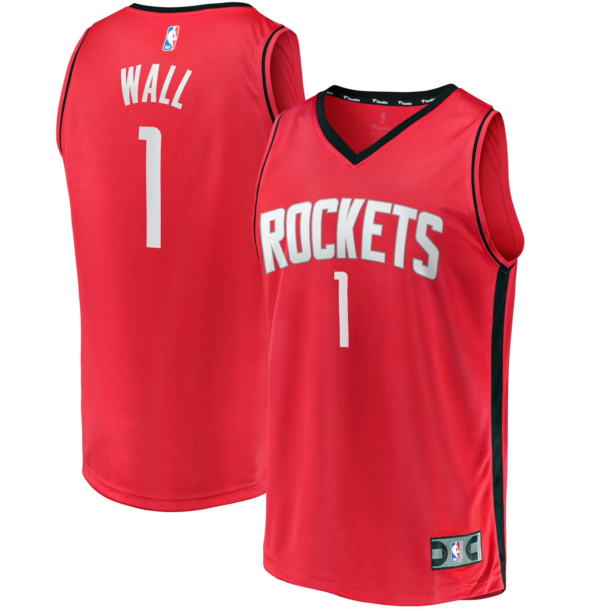 Alternative view of John Wall Houston Rockets Fanatics Branded Youth 2020/21 Fast Break Replica Jersey Red - Icon Edition