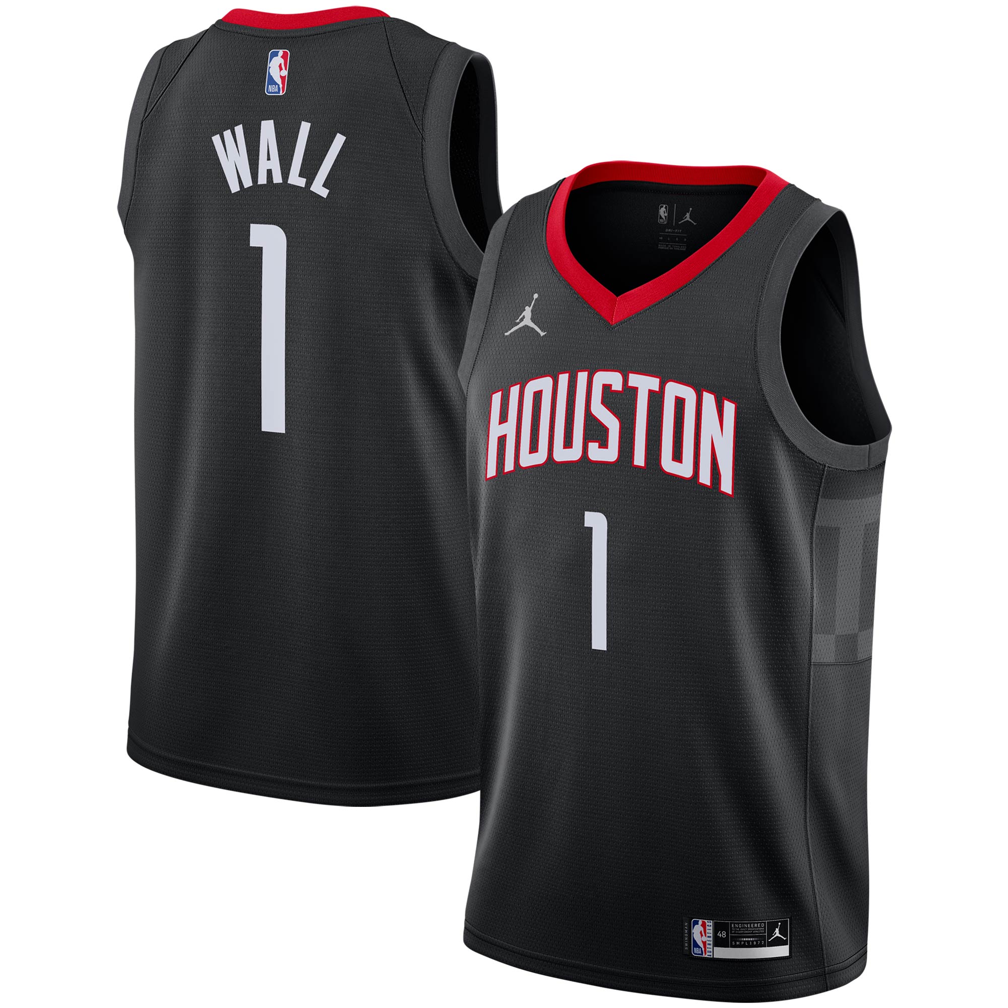 Alternative view of John Wall Houston Rockets Jordan Brand 2020/21 Swingman Jersey - Statement Edition - Black