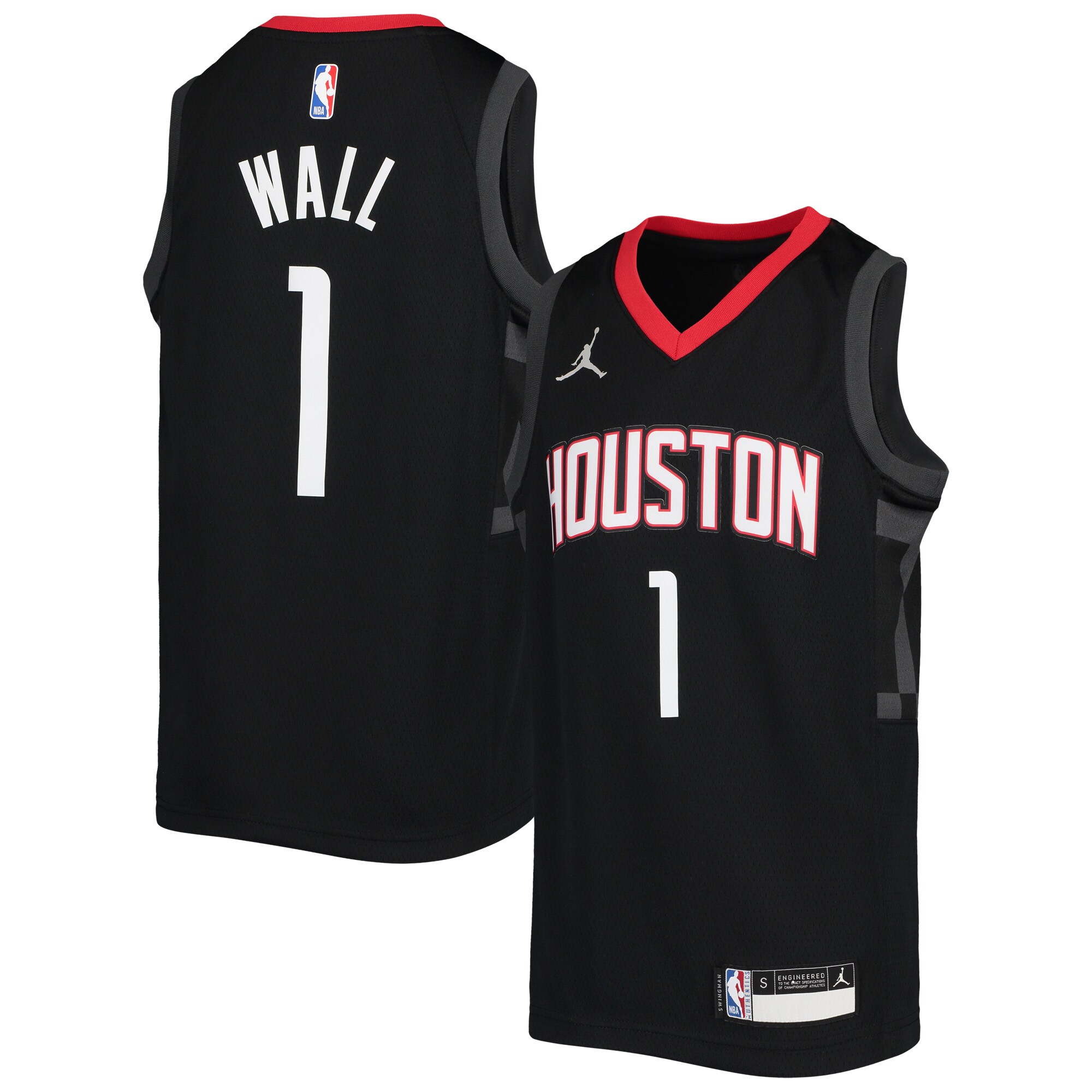 Alternative view of John Wall Houston Rockets Jordan Brand Youth 2020/21 Player Jersey - Statement Edition - Black