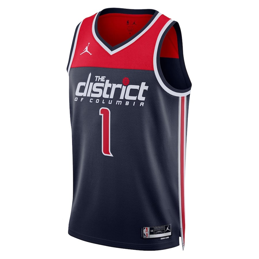 Alternative view of Johnny Davis 1 Washington Wizards Unisex 2024/25 Swingman Jersey - Statement Edition - Navy - JS944 