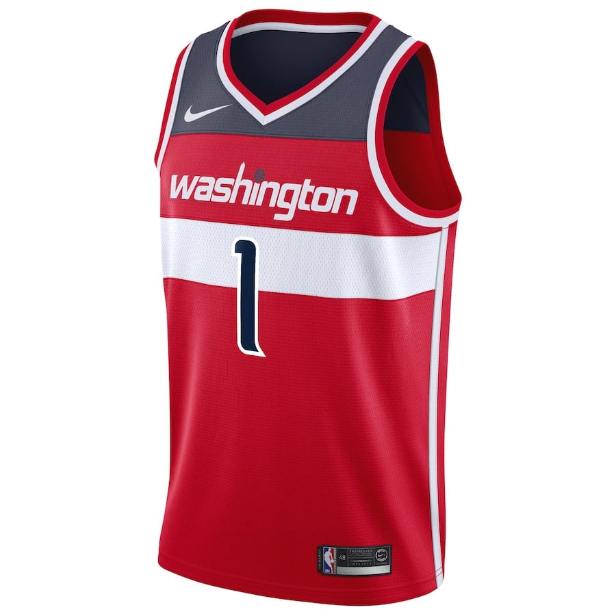 Alternative view of Johnny Davis 1 Washington Wizards Unisex Swingman Jersey - Icon Edition - Red - JS526 
