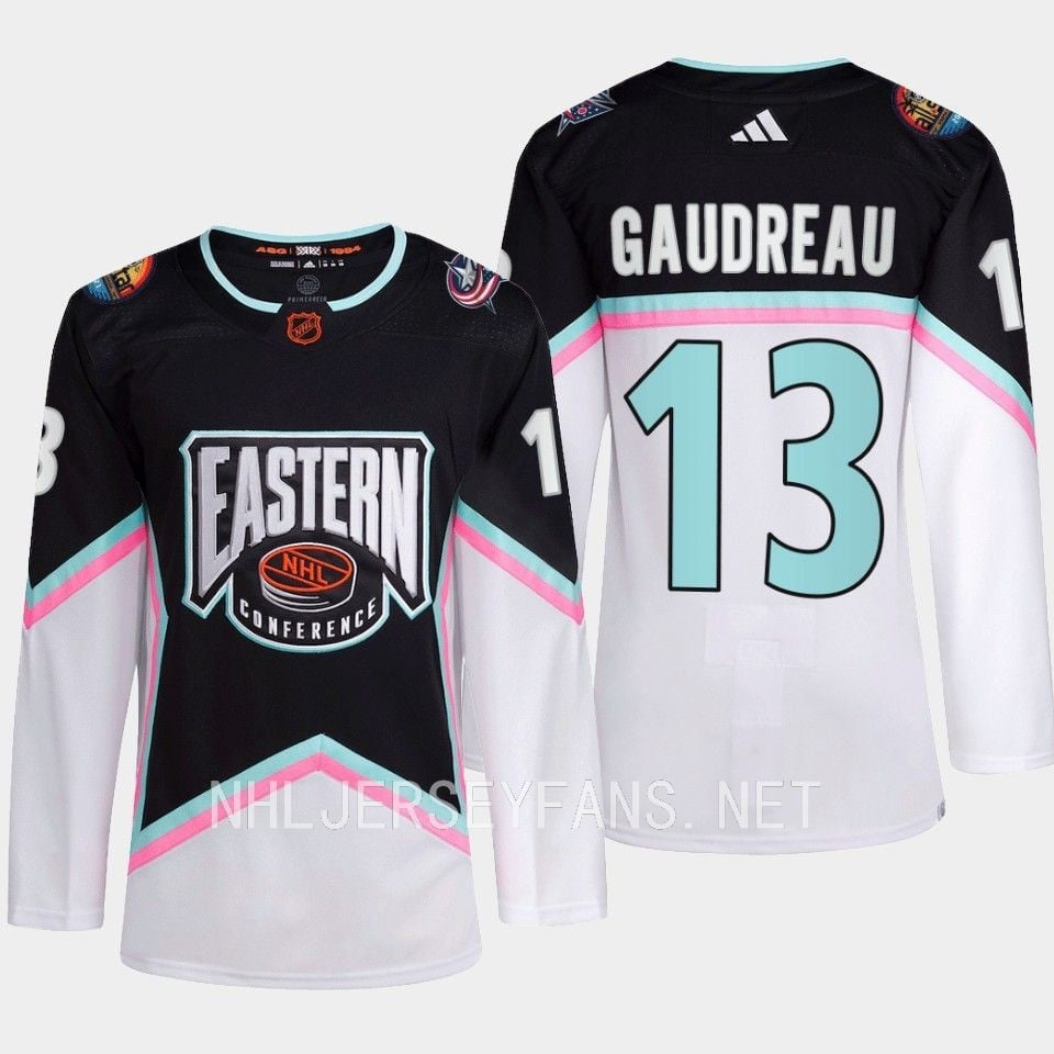 Alternative view of Johnny Gaudreau 13 Columbus Blue Jackets 2023 All-Star Game Jersey Black Equipment - JS982 
