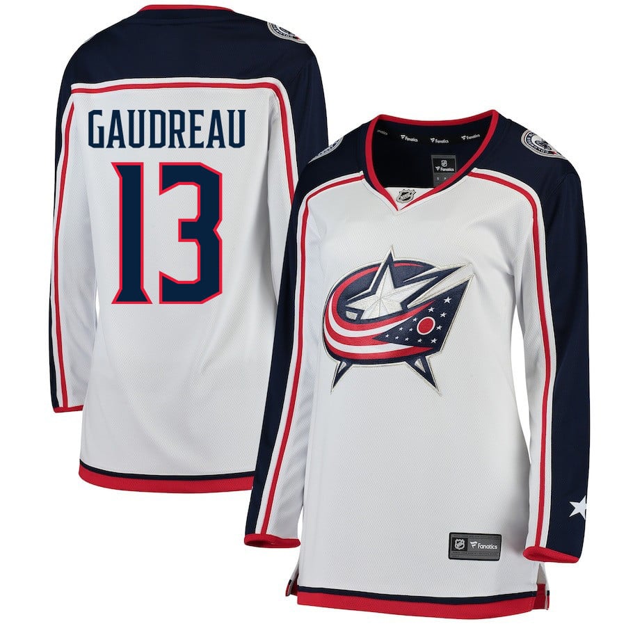 Johnny Gaudreau 13 Columbus Blue Jackets Women's Prime Green Away Jersey - White - JS648 