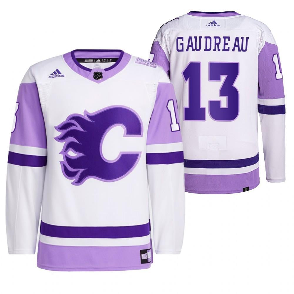 Johnny Gaudreau 2021 HockeyFightsCancer Calgary Flames White 13 Primegreen Jersey Jersey - JS260 