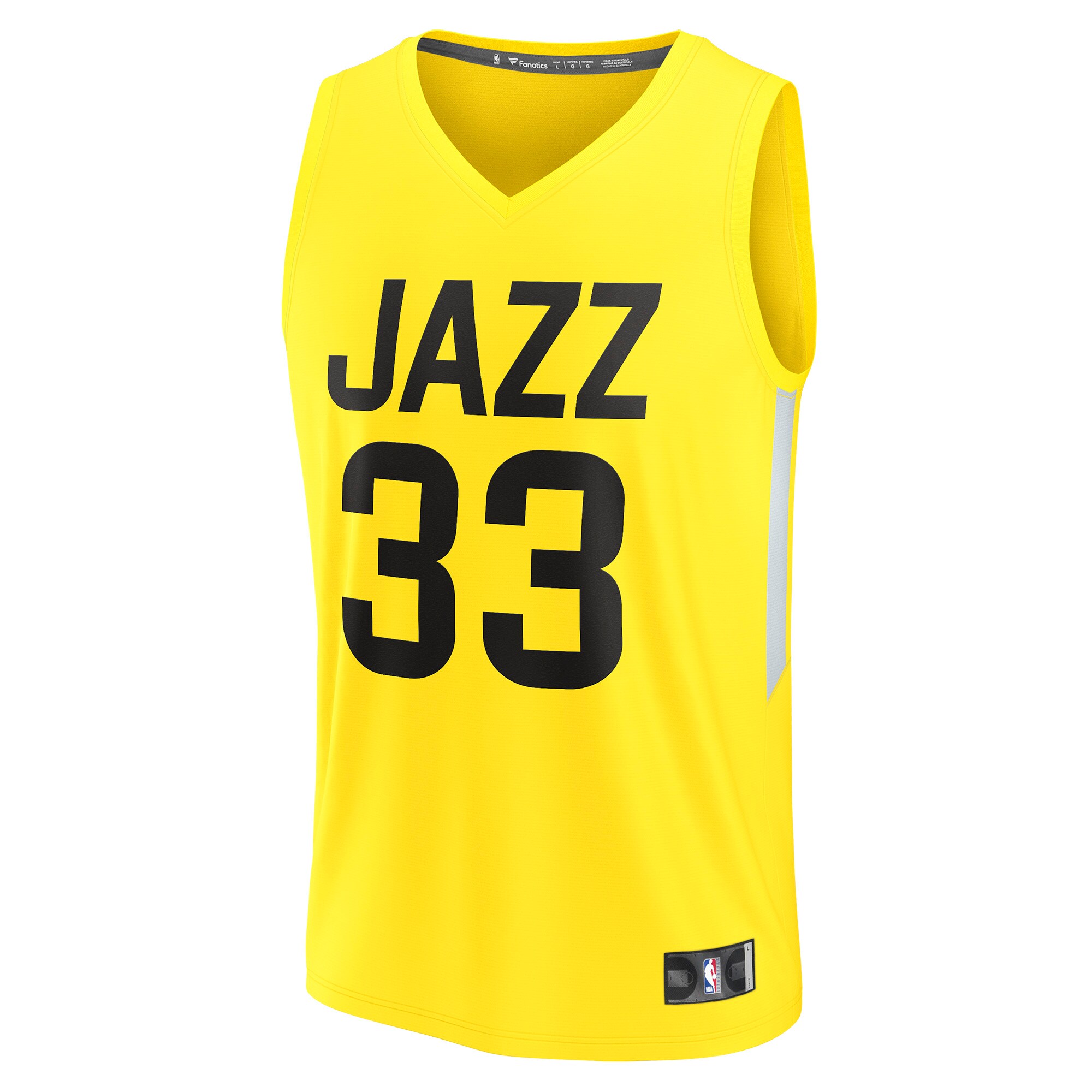 Alternative view of Johnny Juzang Utah Jazz Fanatics Fast Break Replica Player Jersey - Icon Edition - Yellow