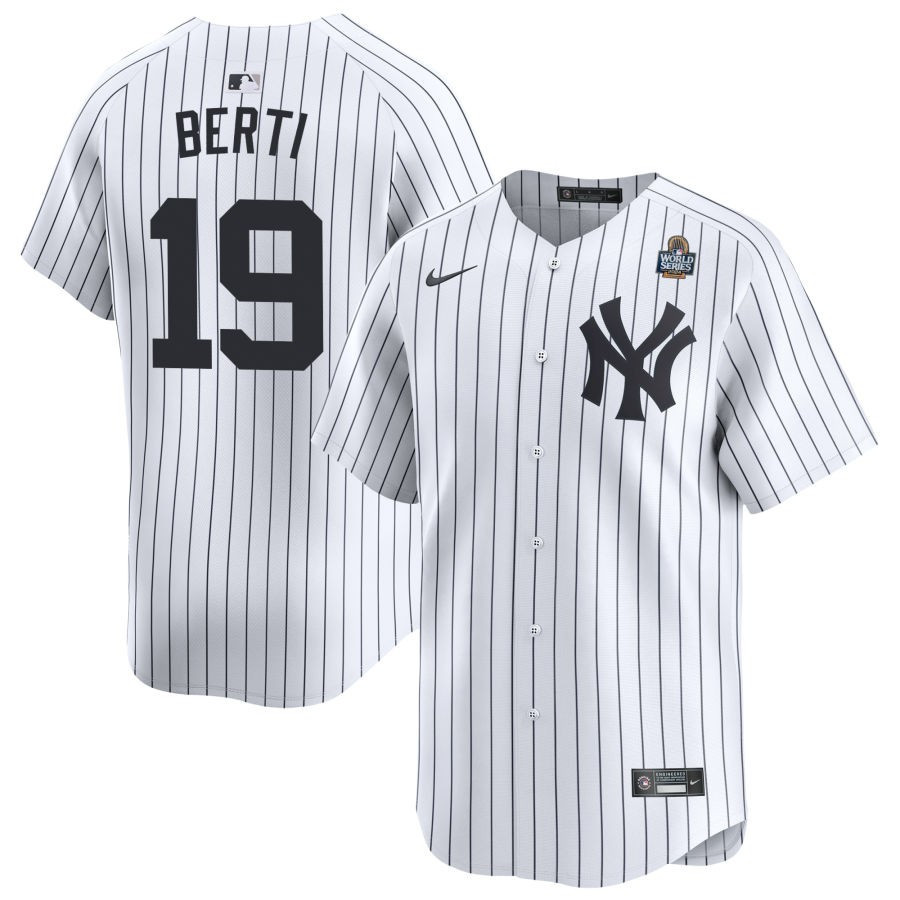 Jon Berti 19 New York Yankees 2024 World Series Home Limited Player Men Jersey - White 