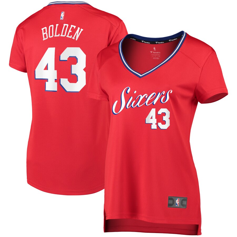 Jonah Bolden Philadelphia 76ers Fanatics Branded Women's Fast Break Replica Player Jersey - Statement Edition - Red
