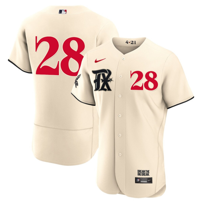Jonah Heim 28 Texas Rangers 2023 City Connect Flex Base Elite Jersey - Cream - JS945 