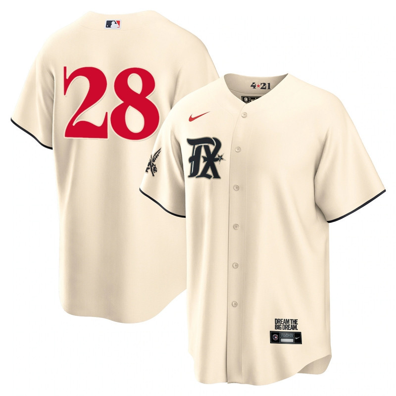Jonah Heim 28 Texas Rangers 2023 City Connect Game Jersey - Cream - JS497 