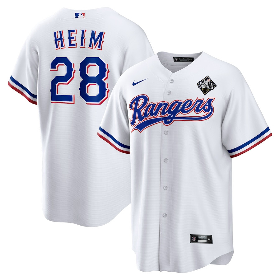 Jonah Heim 28 Texas Rangers 2023 World Series Men Jersey - White - JS218 