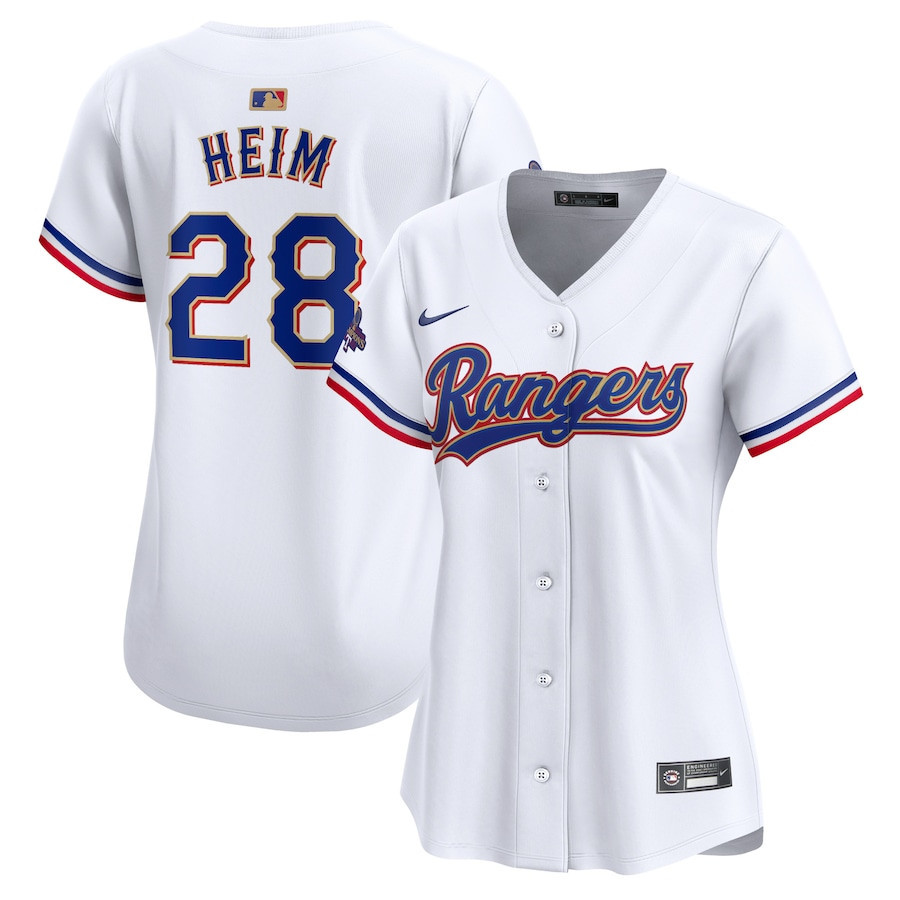Jonah Heim 28 Texas Rangers 2024 Gold Collection Limited Jersey - Women White - JS433 