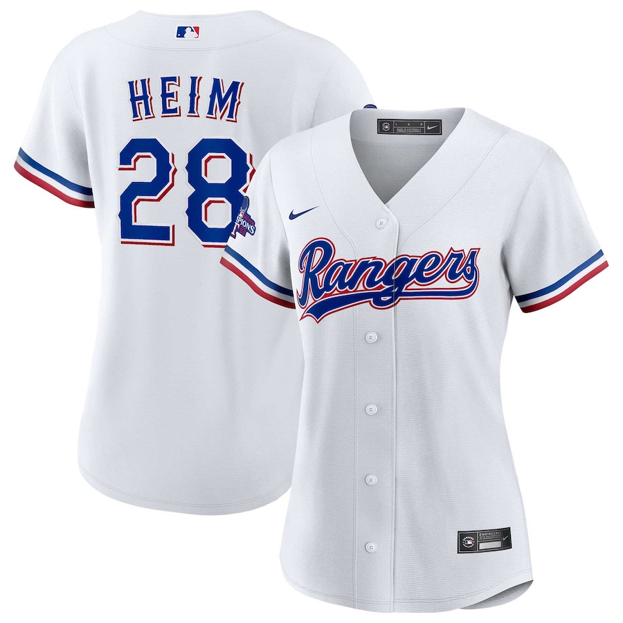 Jonah Heim 28 Texas Rangers Home 2023 World Series Champions Women Jersey - White - JS796 