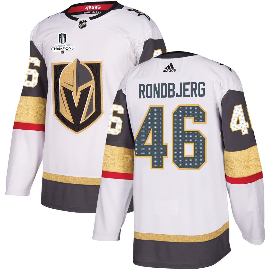 Jonas Rondbjerg 46 Vegas Golden Knights Stanley Cup 2023 Champions Patch Away Breakaway Men Jersey - White - JS329 