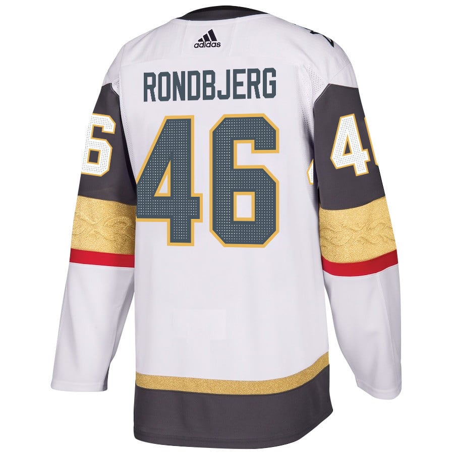 Alternative view of Jonas Rondbjerg 46 Vegas Golden Knights Stanley Cup 2023 Final Patch Away Breakaway Men Jersey - White - JS532 