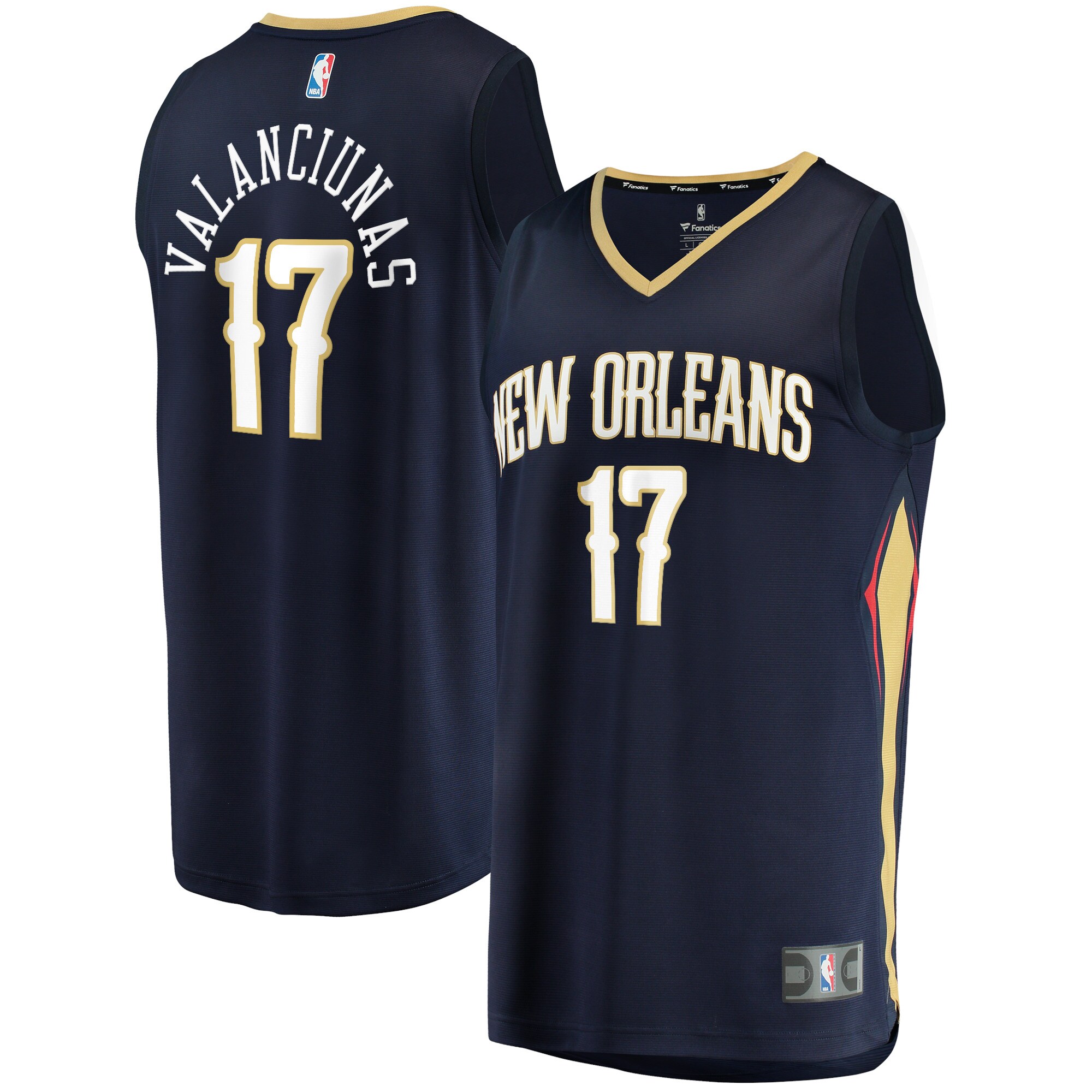 Alternative view of Jonas Valanciunas New Orleans Pelicans Fanatics Branded 2021/22 Fast Break Replica Jersey - Icon Edition - Navy