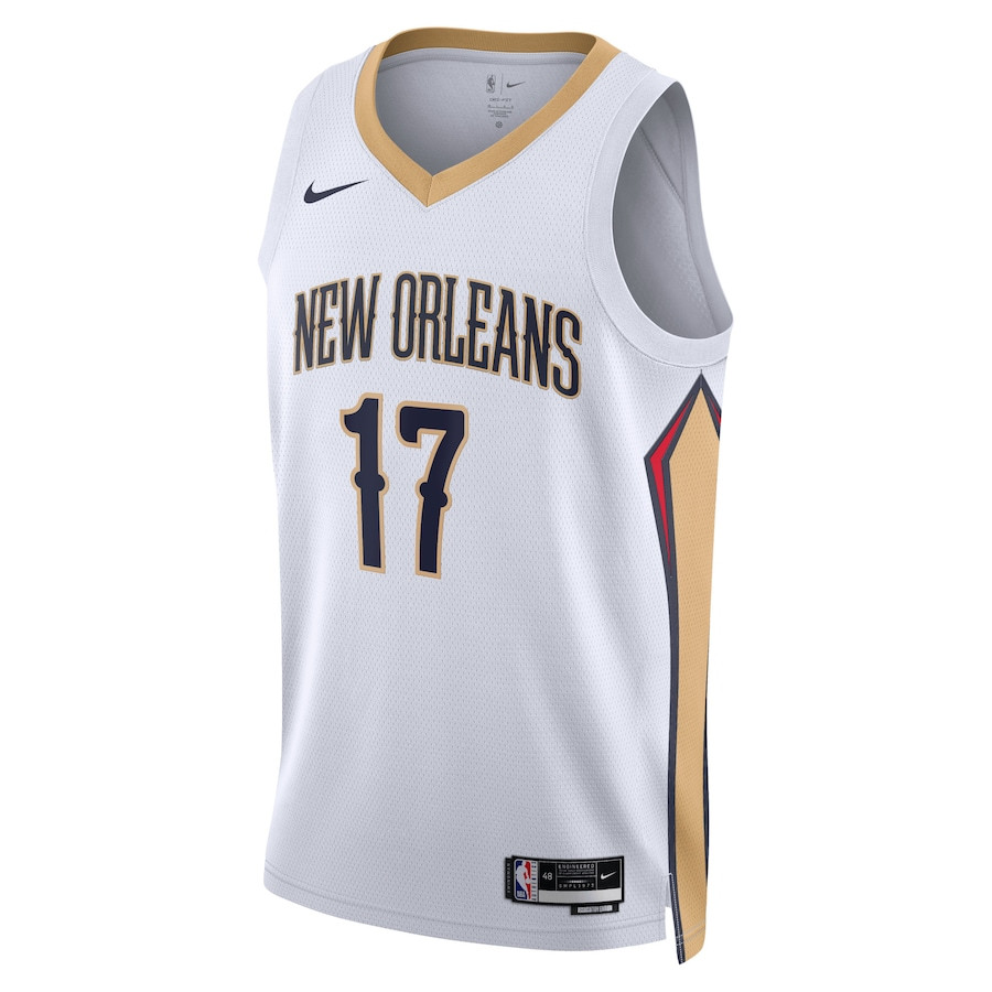 Alternative view of Jonas Valančiūnas 17 New Orleans Pelicans Unisex Swingman Jersey - Association Edition - White - JS876 