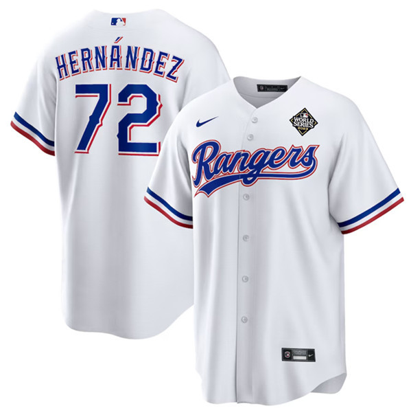 Jonathan Hernández 72 Texas Rangers 2023 World Series Stitched Baseball Jersey - White - JS760 