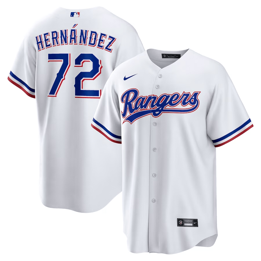 Jonathan Hernández 72 Texas Rangers Home Men Jersey - White - JS511 