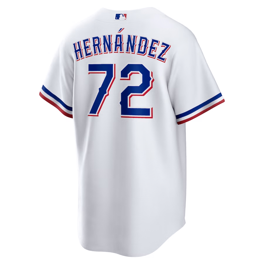 Alternative view of Jonathan Hernández 72 Texas Rangers Home Men Jersey - White - JS511 