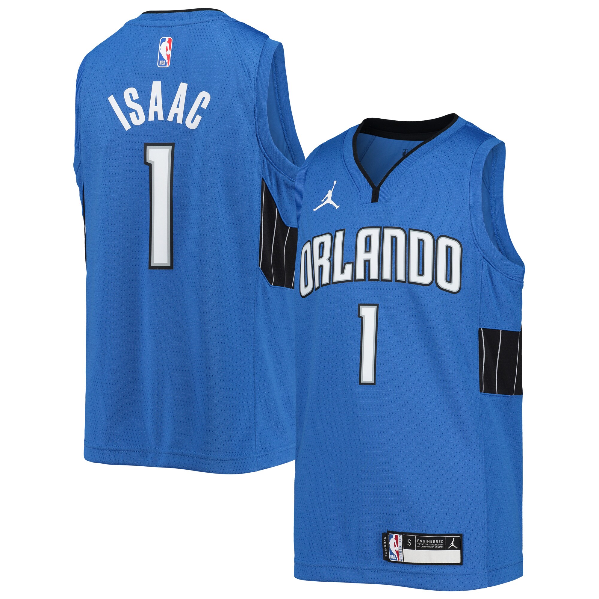 Alternative view of Jonathan Isaac Orlando Magic Jordan Brand Youth 2020/21 Player Jersey - Statement Edition - Blue