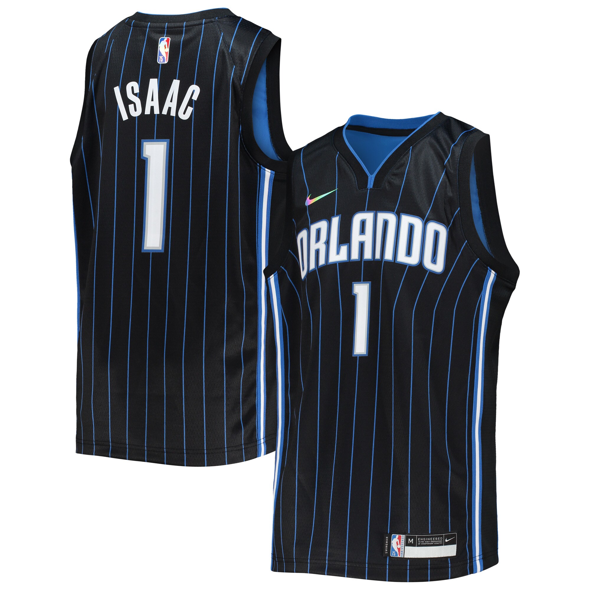 Alternative view of Jonathan Isaac Orlando Magic Youth 2021/22 Diamond Swingman Jersey - Icon Edition - Black