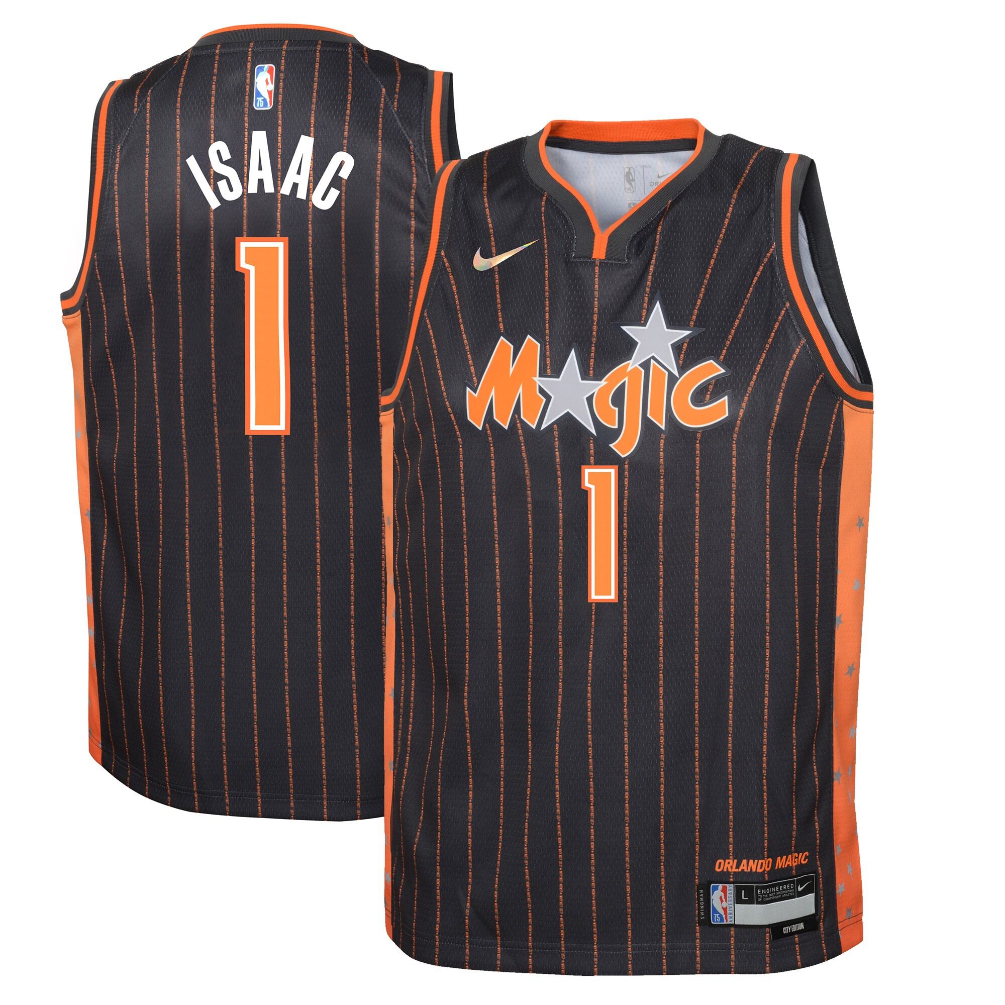Alternative view of Jonathan Isaac Orlando Magic Youth 2021/22 Swingman Jersey - City Edition - Anthracite
