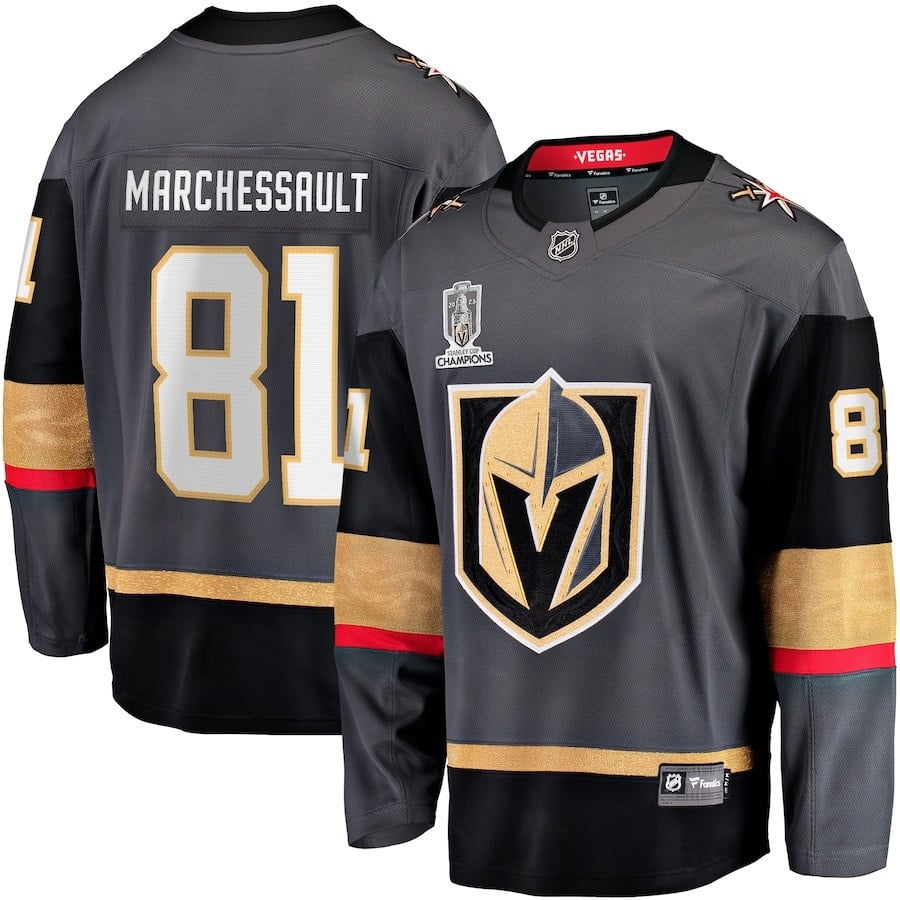 Jonathan Marchessault 81 Vegas Golden Knights 2023 Stanley Cup Champions Patch Alternate Breakaway Player Jersey - Black - JS327 