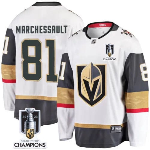 Jonathan Marchessault 81 Vegas Golden Knights 2023 Stanley Cup Champions Patch Away Breakaway Player Jersey - White - JS788 