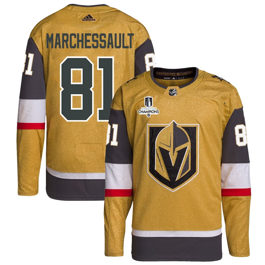 Jonathan Marchessault 81 Vegas Golden Knights Stanley Cup 2023 Champions Patch Home Breakaway Men Jersey - Gold - JS501 