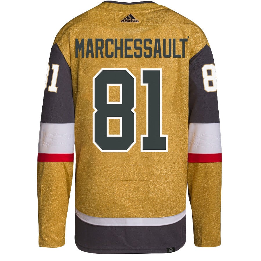 Alternative view of Jonathan Marchessault 81 Vegas Golden Knights Stanley Cup 2023 Champions Patch Home Breakaway Men Jersey - Gold - JS501 