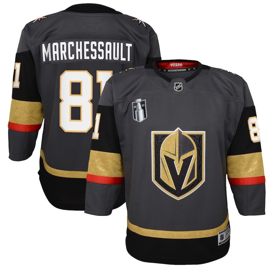 Jonathan Marchessault 81 Vegas Golden Knights Youth 2023 Stanley Cup Final Alternate Jersey - Black - JS647 